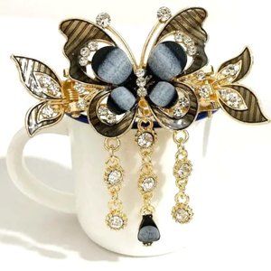 SPARKLING BUTTERFLY HAIR CLIP in Black & Grey